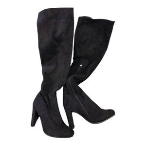 Top Moda Women’s Black Faux Suede Over The Knee Boots Size 10
